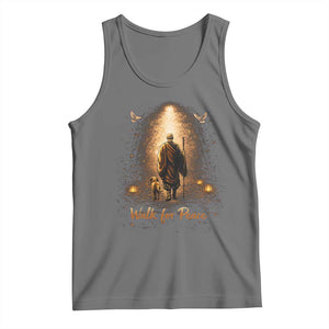 Walk for Peace Lantern Path Tank Top Monk and Aloka the Dog Spiritual Journey TS02 Black Heather Print Your Wear