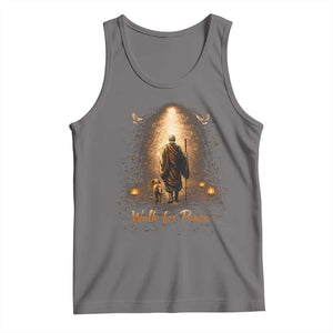 Walk for Peace Lantern Path Tank Top Monk and Aloka the Dog Spiritual Journey TS02 Deep Heather Print Your Wear