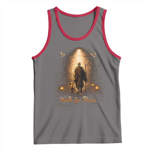 Walk for Peace Lantern Path Tank Top Monk and Aloka the Dog Spiritual Journey TS02 Deep Heather Red Print Your Wear