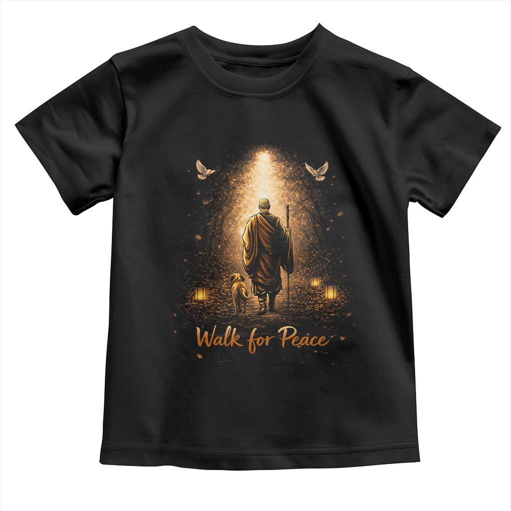 Walk for Peace Lantern Path Toddler T Shirt Monk and Aloka the Dog Spiritual Journey TS02 Black Print Your Wear