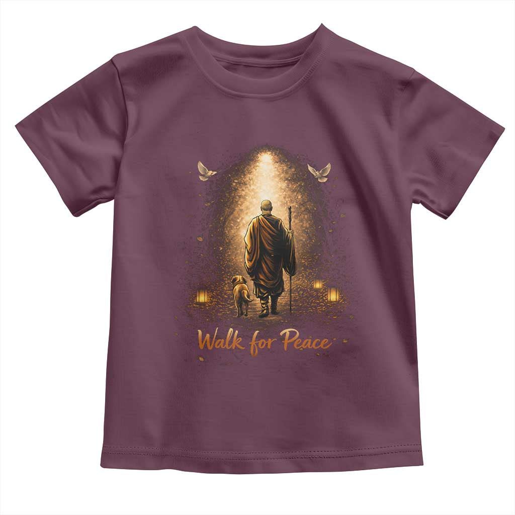 Walk for Peace Lantern Path Toddler T Shirt Monk and Aloka the Dog Spiritual Journey TS02 Maroon Print Your Wear