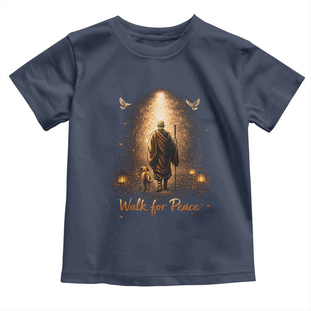 Walk for Peace Lantern Path Toddler T Shirt Monk and Aloka the Dog Spiritual Journey TS02 Navy Print Your Wear
