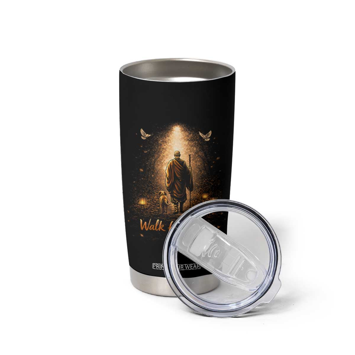 Walk for Peace Lantern Path Tumbler Cup Monk and Aloka the Dog Spiritual Journey TS02 Print Your Wear