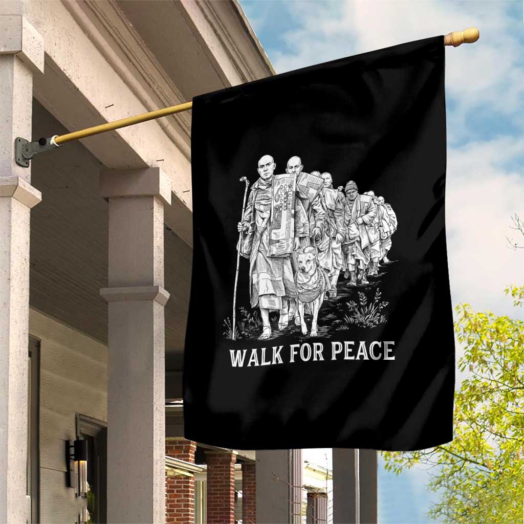Walk for Peace Walking Monks and Aloka the Dog Garden Flag Buddhist Mindfulness Spiritual Religious Faith TS02 Print Your Wear