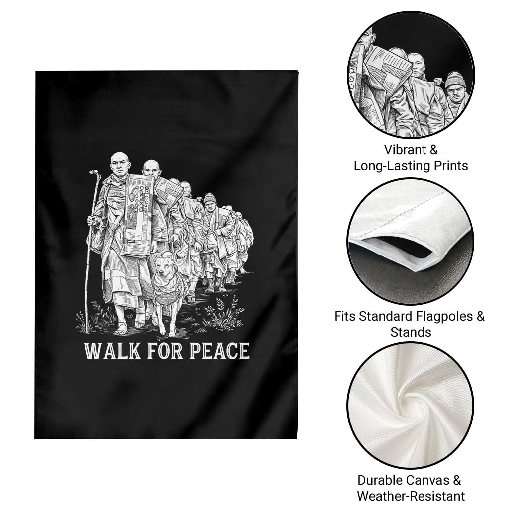 Walk for Peace Walking Monks and Aloka the Dog Garden Flag Buddhist Mindfulness Spiritual Religious Faith TS02 Print Your Wear