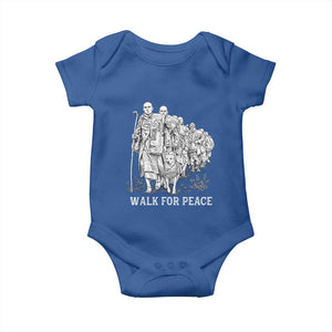 Walk for Peace Walking Monks and Aloka the Dog Baby Onesie Buddhist Mindfulness Spiritual Religious Faith TS02 Royal Blue Print Your Wear