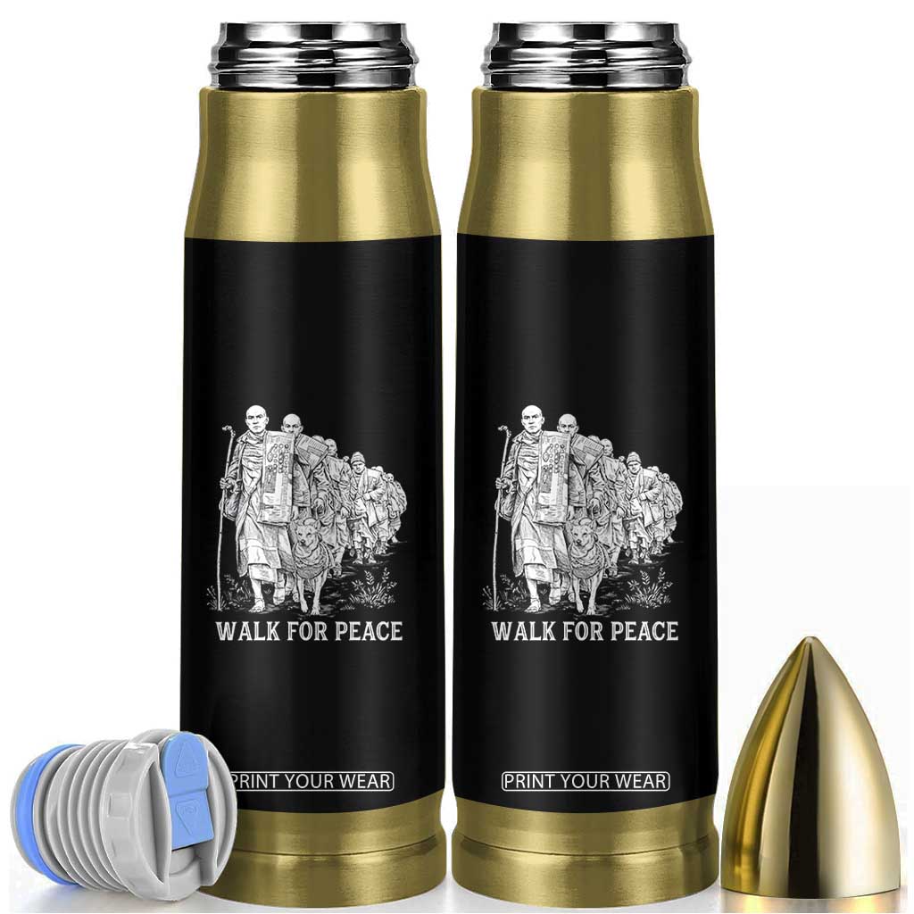 Walk for Peace Walking Monks and Aloka the Dog Bullet Tumbler Buddhist Mindfulness Spiritual Religious Faith TS02 Black Print Your Wear
