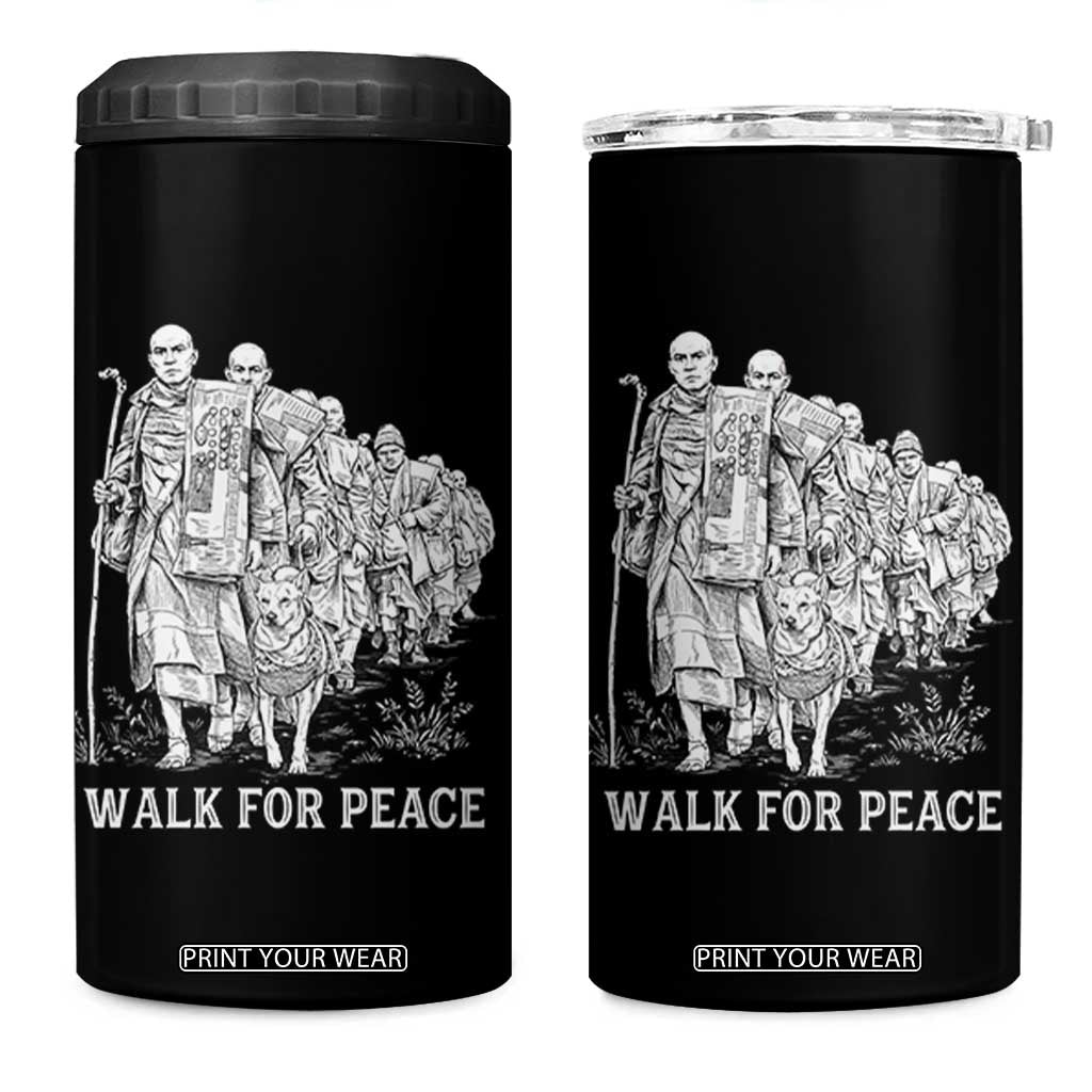 Walk for Peace Walking Monks and Aloka the Dog 4 in 1 Can Cooler Tumbler Buddhist Mindfulness Spiritual Religious Faith TS02 One Size: 16 oz Black Print Your Wear