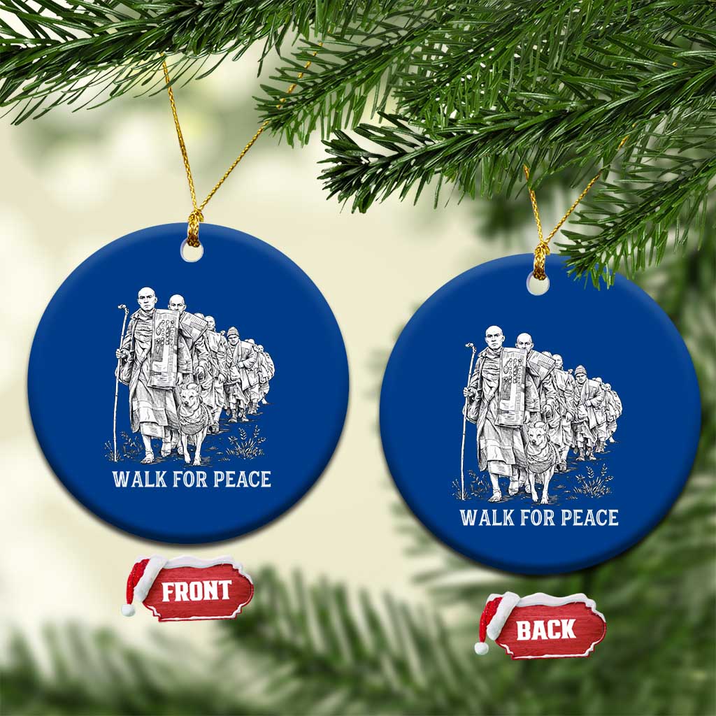 Walk for Peace Walking Monks and Aloka the Dog Ceramic Ornament Buddhist Mindfulness Spiritual Religious Faith TS02 1pc Blue Print Your Wear