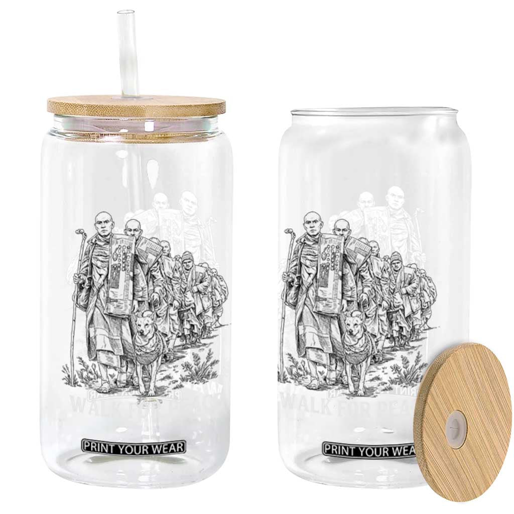 Walk for Peace Walking Monks and Aloka the Dog Glass Can Buddhist Mindfulness Spiritual Religious Faith TS02 Print Your Wear