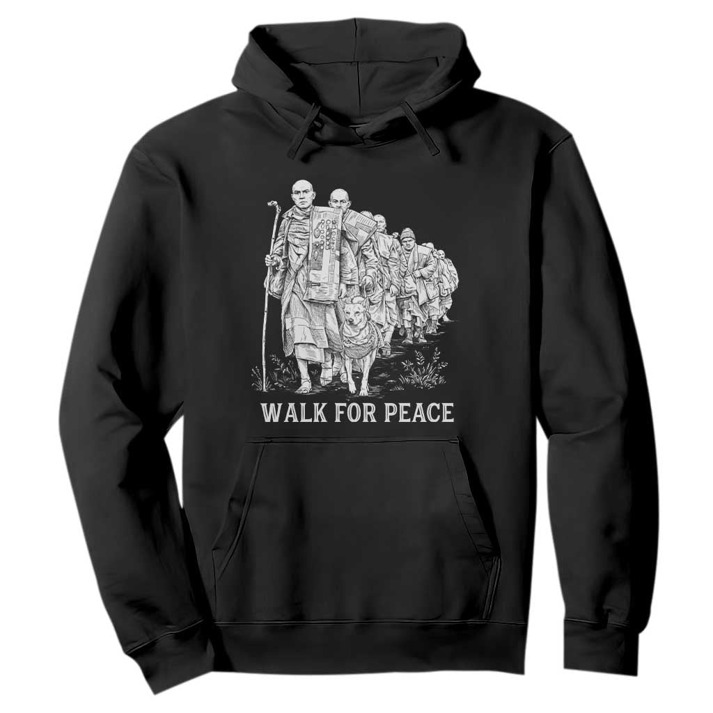 Walk for Peace Walking Monks and Aloka the Dog Hoodie Buddhist Mindfulness Spiritual Religious Faith TS02 Black Print Your Wear