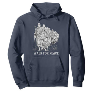 Walk for Peace Walking Monks and Aloka the Dog Hoodie Buddhist Mindfulness Spiritual Religious Faith TS02 Navy Print Your Wear