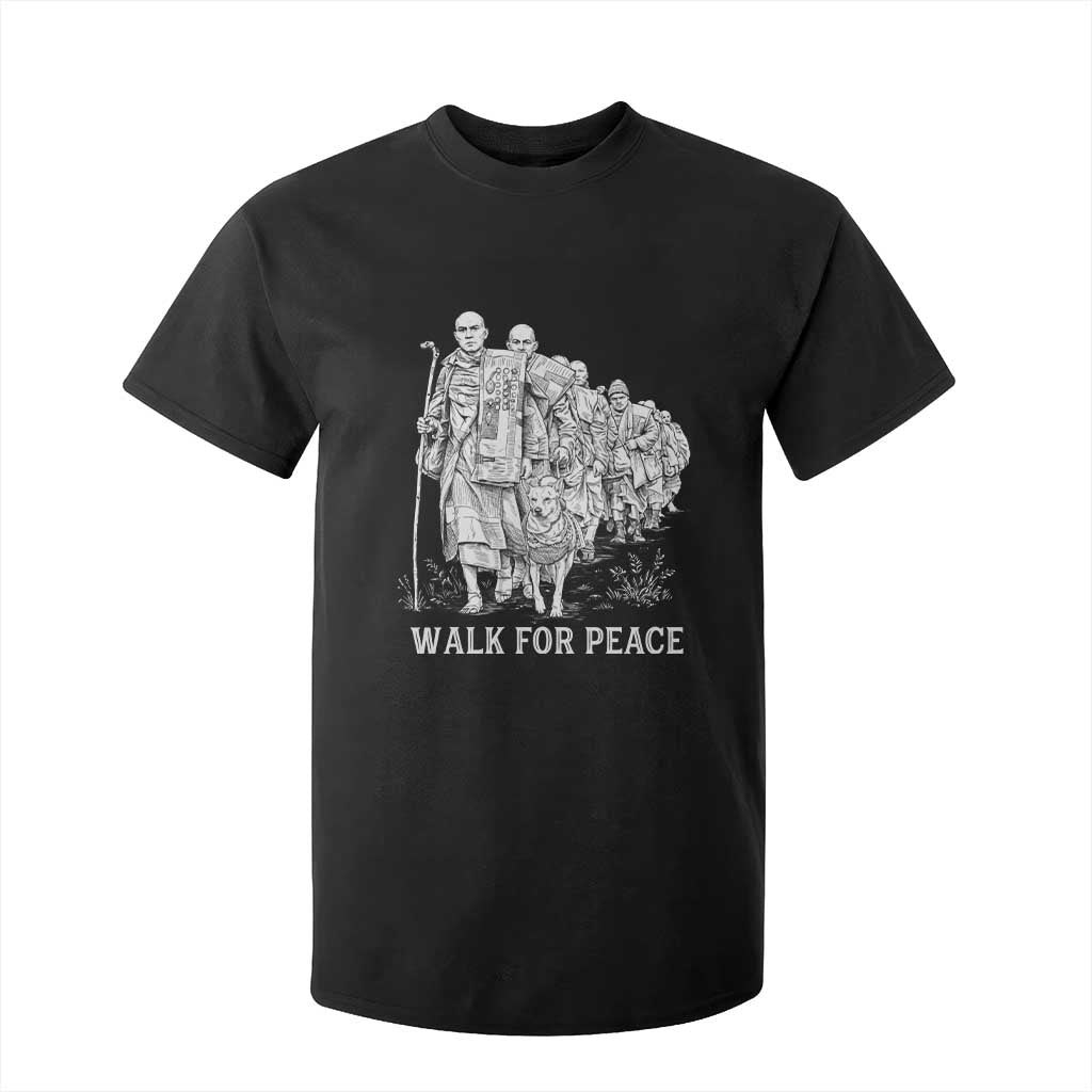 Walk for Peace Walking Monks and Aloka the Dog T Shirt For Kid Buddhist Mindfulness Spiritual Religious Faith TS02 Black Print Your Wear