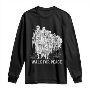 Walk for Peace Walking Monks and Aloka the Dog Long Sleeve Shirt Buddhist Mindfulness Spiritual Religious Faith TS02 Black Print Your Wear