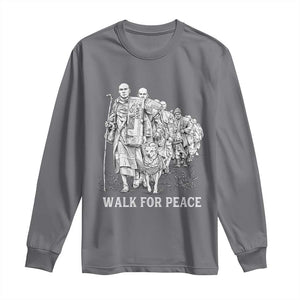 Walk for Peace Walking Monks and Aloka the Dog Long Sleeve Shirt Buddhist Mindfulness Spiritual Religious Faith TS02 Charcoal Print Your Wear