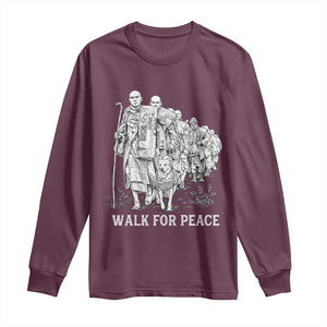 Walk for Peace Walking Monks and Aloka the Dog Long Sleeve Shirt Buddhist Mindfulness Spiritual Religious Faith TS02 Maroon Print Your Wear