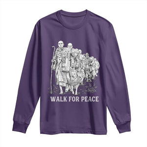 Walk for Peace Walking Monks and Aloka the Dog Long Sleeve Shirt Buddhist Mindfulness Spiritual Religious Faith TS02 Purple Print Your Wear