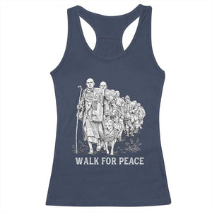 Walk for Peace Walking Monks and Aloka the Dog Racerback Tank Top Buddhist Mindfulness Spiritual Religious Faith TS02 Navy Print Your Wear