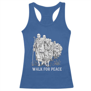 Walk for Peace Walking Monks and Aloka the Dog Racerback Tank Top Buddhist Mindfulness Spiritual Religious Faith TS02 Royal Blue Print Your Wear