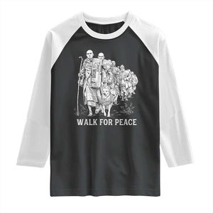 Walk for Peace Walking Monks and Aloka the Dog Raglan Shirt Buddhist Mindfulness Spiritual Religious Faith TS02 Black White Print Your Wear