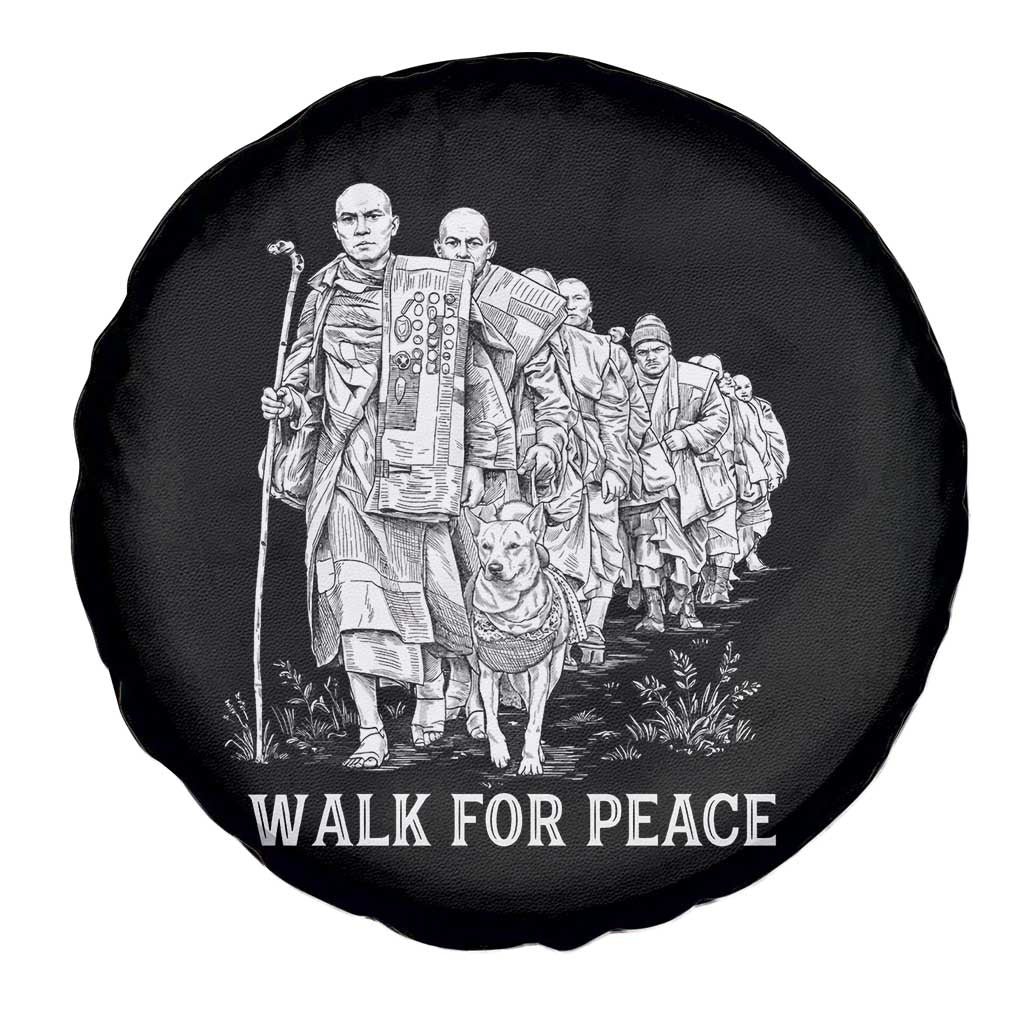 Walk for Peace Walking Monks and Aloka the Dog Spare Tire Cover Buddhist Mindfulness Spiritual Religious Faith TS02 Print Your Wear