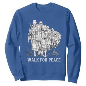 Walk for Peace Walking Monks and Aloka the Dog Sweatshirt Buddhist Mindfulness Spiritual Religious Faith TS02 Royal Blue Print Your Wear