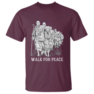 Walk for Peace Walking Monks and Aloka the Dog T Shirt Buddhist Mindfulness Spiritual Religious Faith TS02 Maroon Print Your Wear