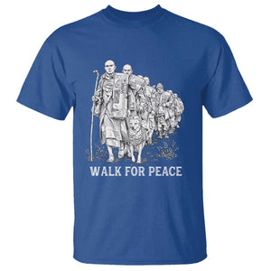 Walk for Peace Walking Monks and Aloka the Dog T Shirt Buddhist Mindfulness Spiritual Religious Faith TS02 Royal Blue Print Your Wear