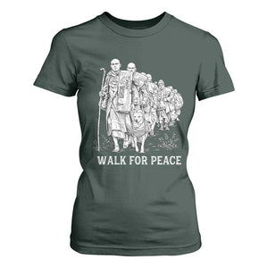 Walk for Peace Walking Monks and Aloka the Dog T Shirt For Women Buddhist Mindfulness Spiritual Religious Faith TS02 Dark Forest Green Print Your Wear