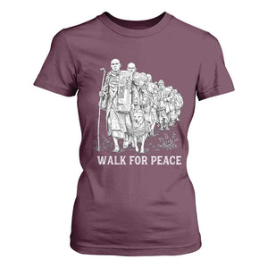 Walk for Peace Walking Monks and Aloka the Dog T Shirt For Women Buddhist Mindfulness Spiritual Religious Faith TS02 Maroon Print Your Wear