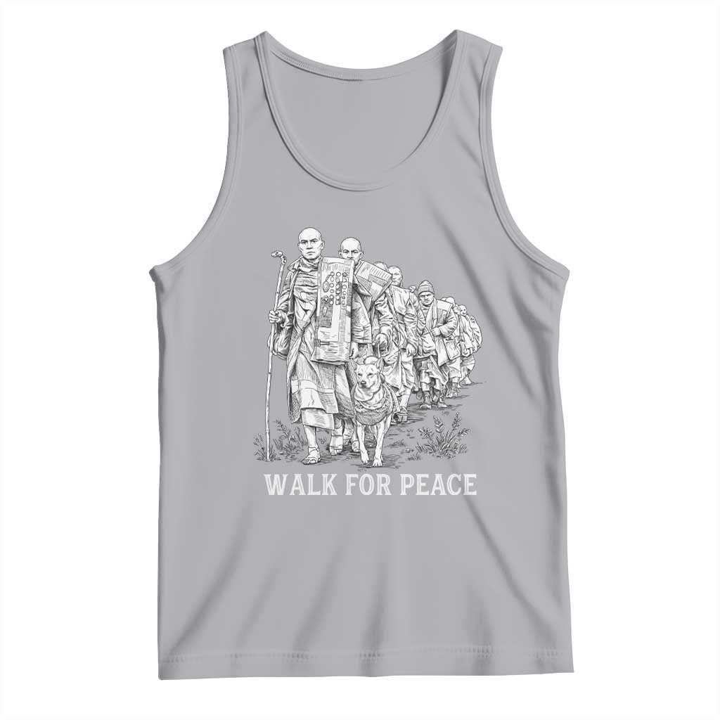 Walk for Peace Walking Monks and Aloka the Dog Tank Top Buddhist Mindfulness Spiritual Religious Faith TS02 Athletic Heather Print Your Wear