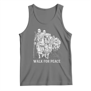 Walk for Peace Walking Monks and Aloka the Dog Tank Top Buddhist Mindfulness Spiritual Religious Faith TS02 Black Heather Print Your Wear