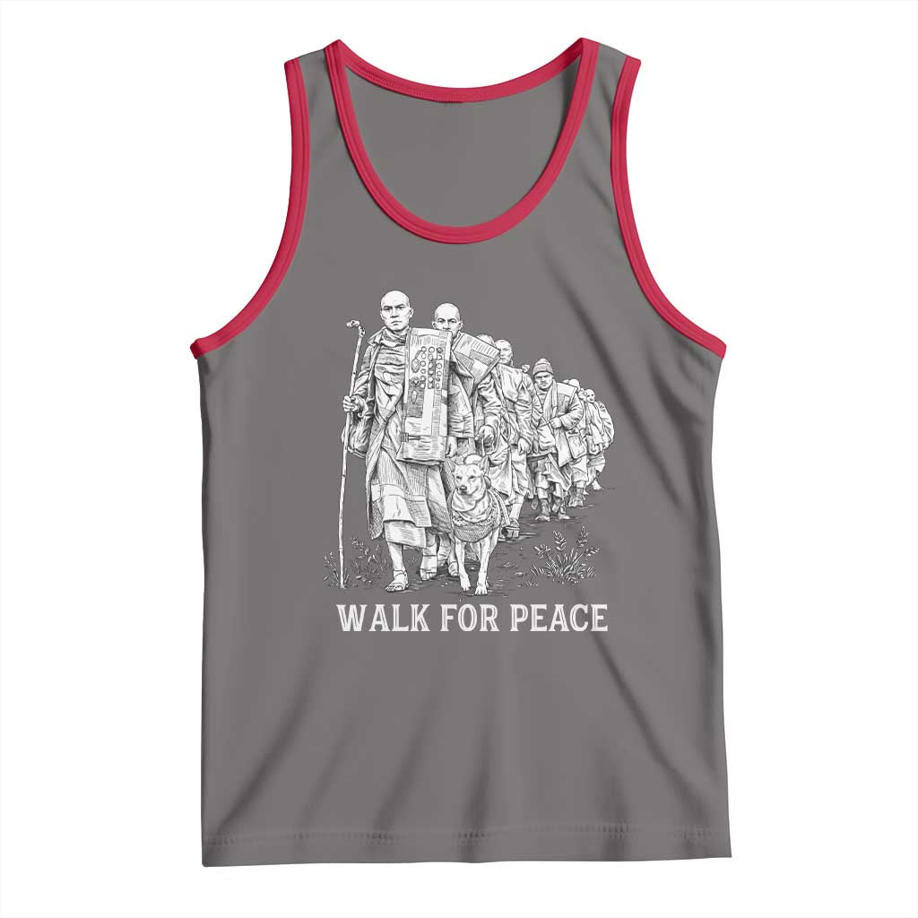 Walk for Peace Walking Monks and Aloka the Dog Tank Top Buddhist Mindfulness Spiritual Religious Faith TS02 Deep Heather Red Print Your Wear