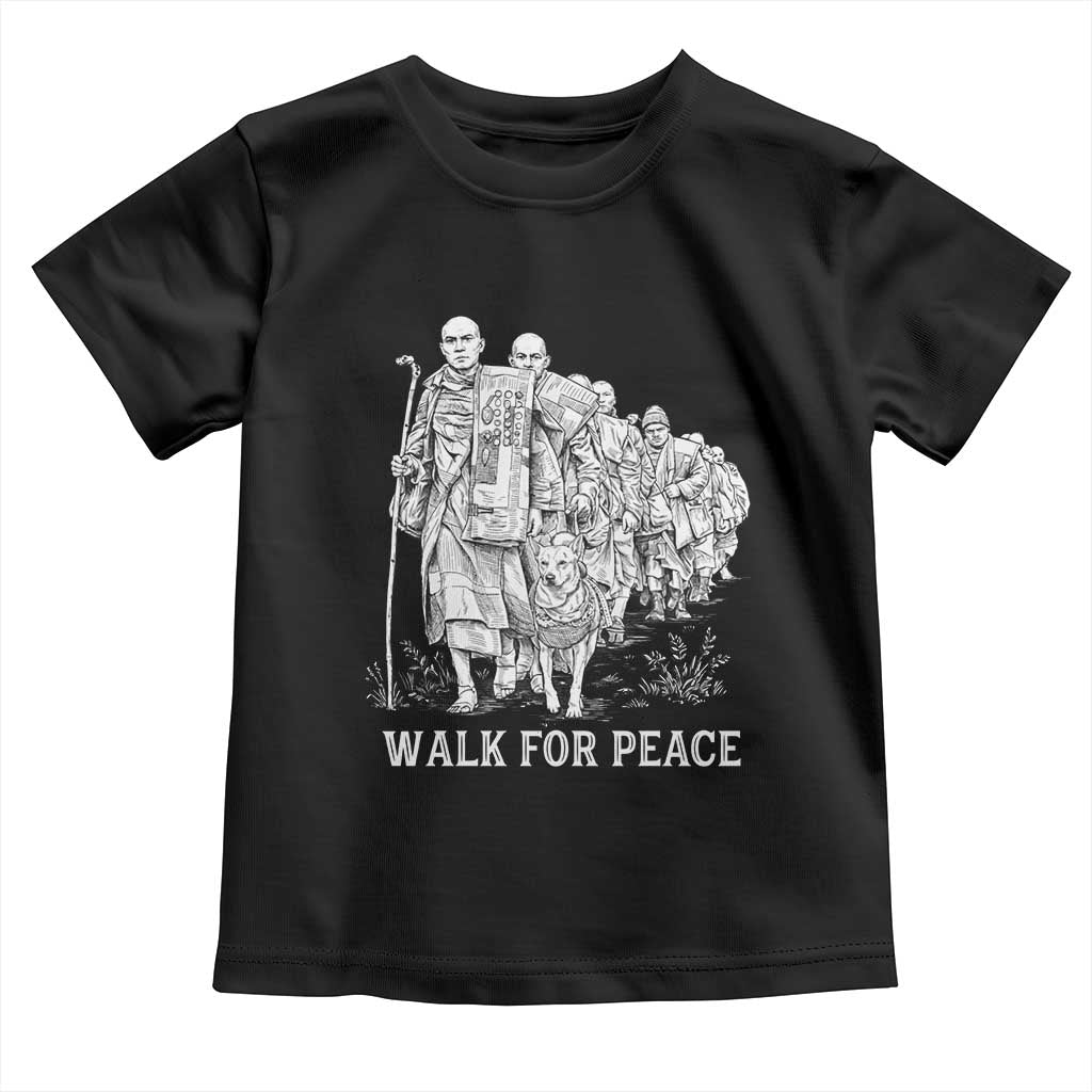 Walk for Peace Walking Monks and Aloka the Dog Toddler T Shirt Buddhist Mindfulness Spiritual Religious Faith TS02 Black Print Your Wear
