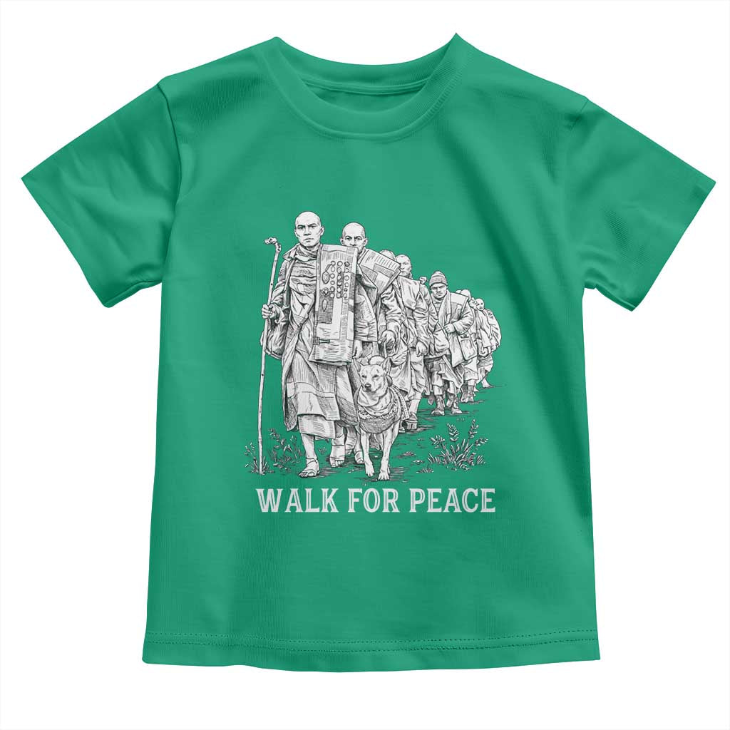 Walk for Peace Walking Monks and Aloka the Dog Toddler T Shirt Buddhist Mindfulness Spiritual Religious Faith TS02 Irish Green Print Your Wear