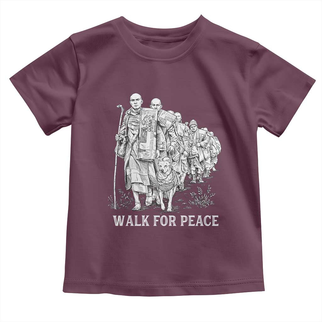 Walk for Peace Walking Monks and Aloka the Dog Toddler T Shirt Buddhist Mindfulness Spiritual Religious Faith TS02 Maroon Print Your Wear