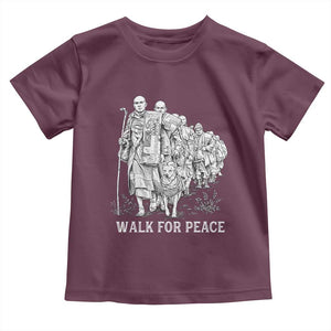 Walk for Peace Walking Monks and Aloka the Dog Toddler T Shirt Buddhist Mindfulness Spiritual Religious Faith TS02 Maroon Print Your Wear