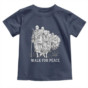Walk for Peace Walking Monks and Aloka the Dog Toddler T Shirt Buddhist Mindfulness Spiritual Religious Faith TS02 Navy Print Your Wear