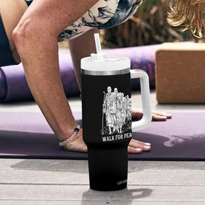 Walk for Peace Walking Monks and Aloka the Dog Tumbler With Handle Buddhist Mindfulness Spiritual Religious Faith TS02 Print Your Wear