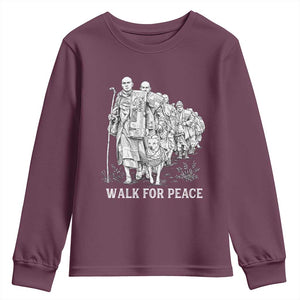 Walk for Peace Walking Monks and Aloka the Dog Youth Sweatshirt Buddhist Mindfulness Spiritual Religious Faith TS02 Maroon Print Your Wear