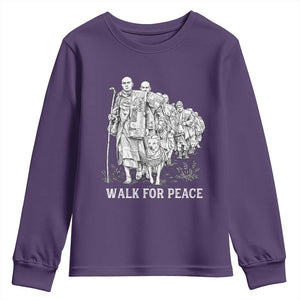 Walk for Peace Walking Monks and Aloka the Dog Youth Sweatshirt Buddhist Mindfulness Spiritual Religious Faith TS02 Purple Print Your Wear