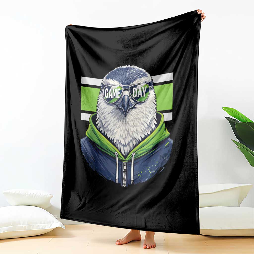 Cool Hawk Wearing Hoodie Graphic Throw Blanket Game Day Swagger TS02 Print Your Wear