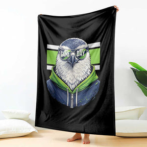 Cool Hawk Wearing Hoodie Graphic Throw Blanket Game Day Swagger TS02 Print Your Wear