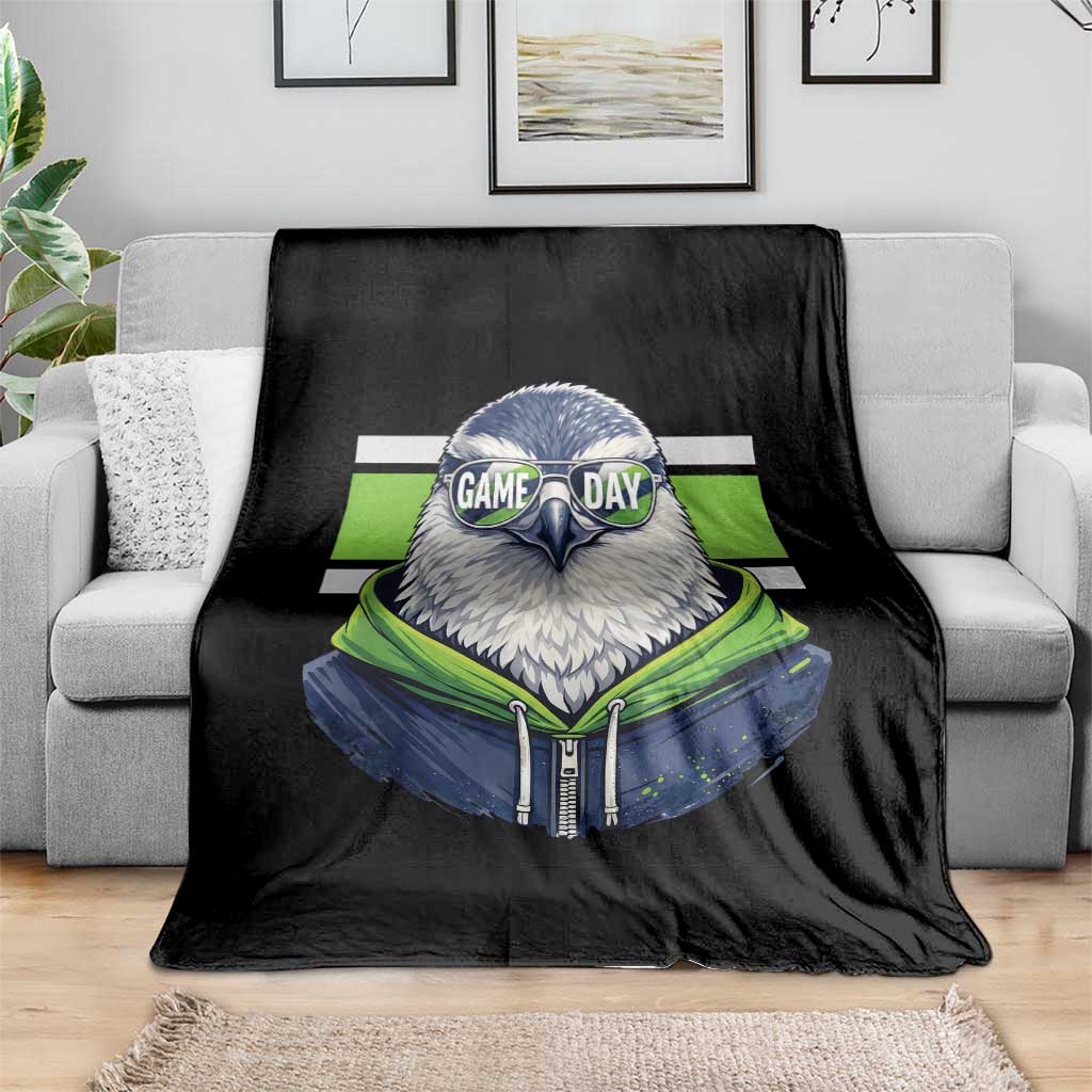 Cool Hawk Wearing Hoodie Graphic Throw Blanket Game Day Swagger TS02 Print Your Wear