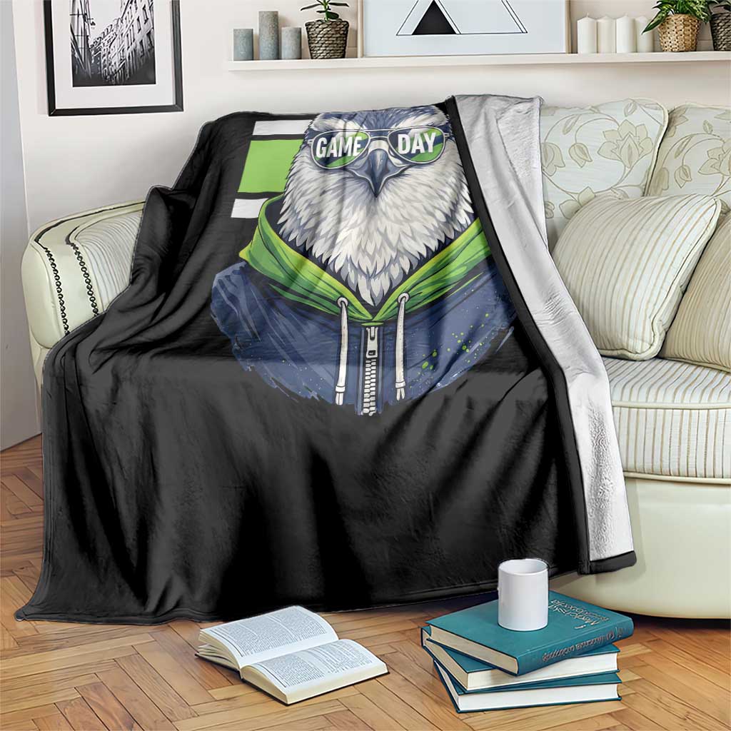Cool Hawk Wearing Hoodie Graphic Throw Blanket Game Day Swagger TS02 Print Your Wear