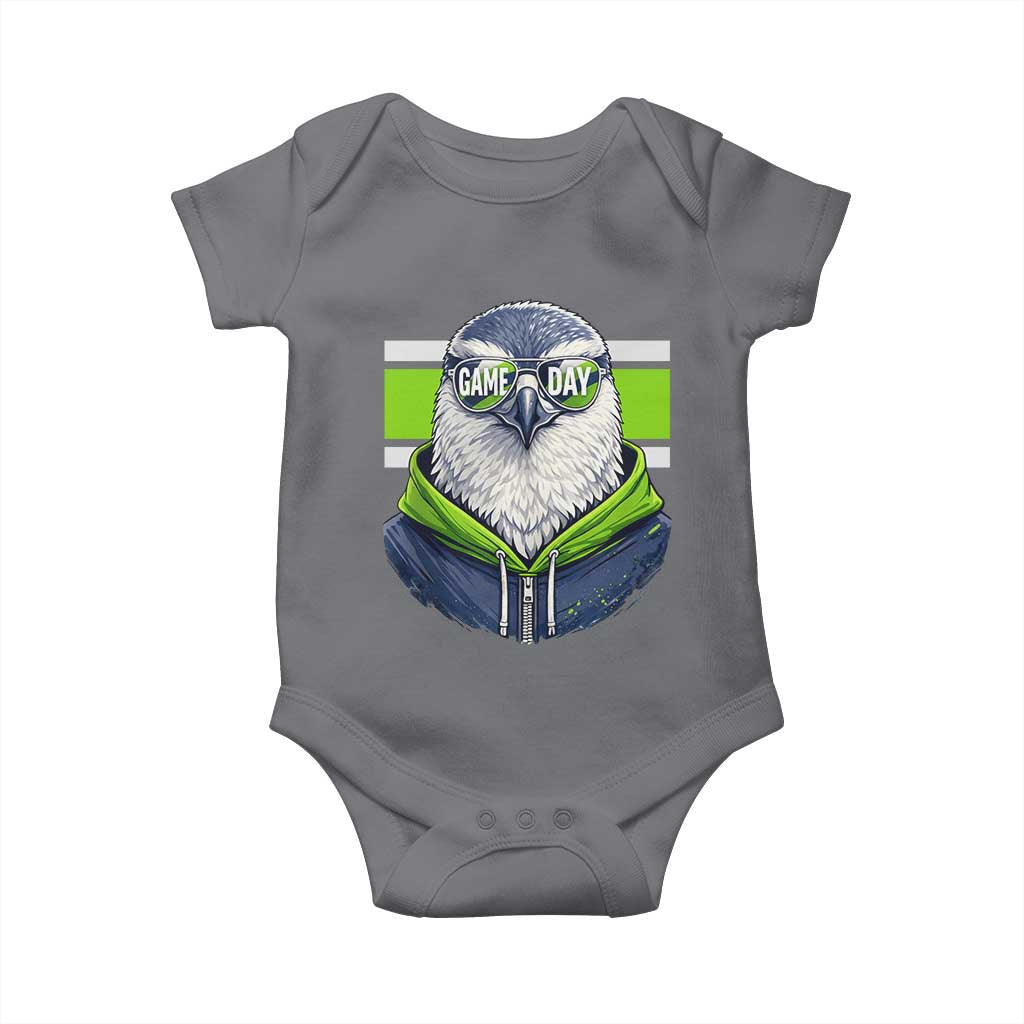 Cool Hawk Wearing Hoodie Graphic Baby Onesie Game Day Swagger TS02 Charcoal Print Your Wear