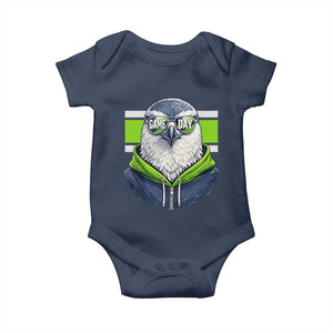 Cool Hawk Wearing Hoodie Graphic Baby Onesie Game Day Swagger TS02 Navy Print Your Wear