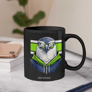 Cool Hawk Wearing Hoodie Graphic Coffee Mug Game Day Swagger TS02 Print Your Wear