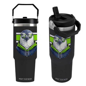 Cool Hawk Wearing Hoodie Graphic Flip Straw Tumbler Game Day Swagger TS02 One Size: 30 oz Black Print Your Wear