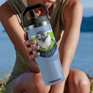 Cool Hawk Wearing Hoodie Graphic Flip Straw Tumbler Game Day Swagger TS02 One Size: 30 oz Light Blue Print Your Wear